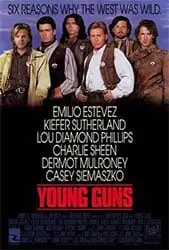 movie poster Young Guns Emilio Estevez Kiefer Sutherland Lou Diamond Phillips Charlie Sheen Dermot Mulroney Casey Siemaszko