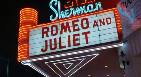 A close up of the marquee for romeo and juliet