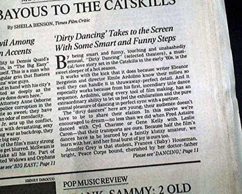 A newspaper article about dirty dancing