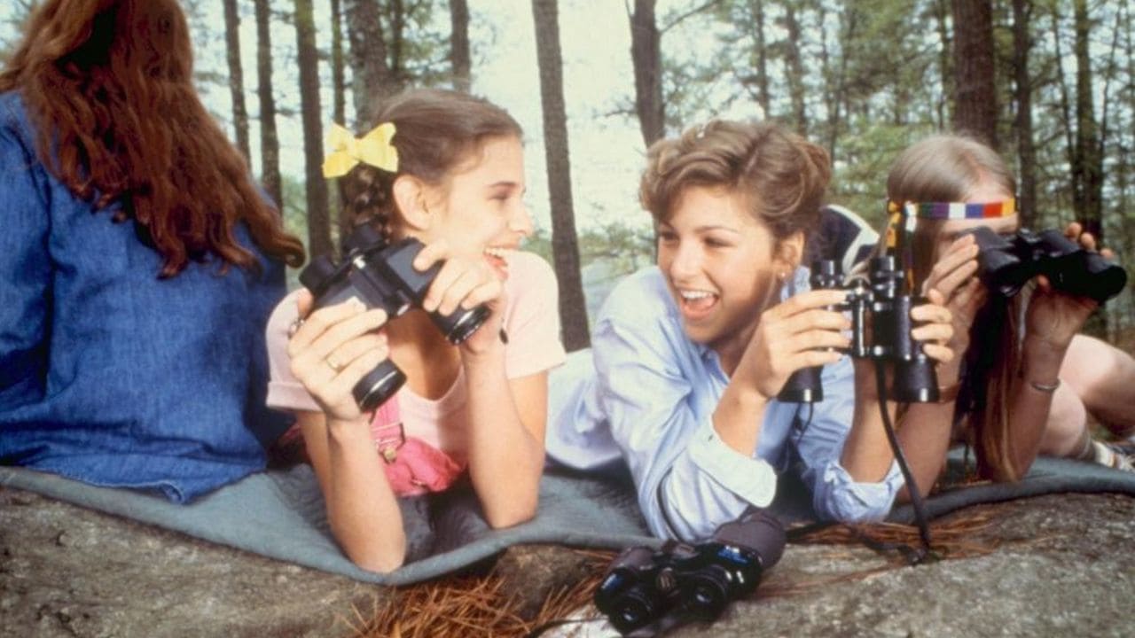 Two girls are sitting on the ground and holding cameras.