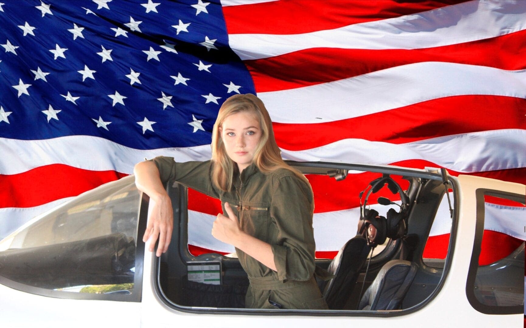 A woman in military uniform sitting on the back of a car.